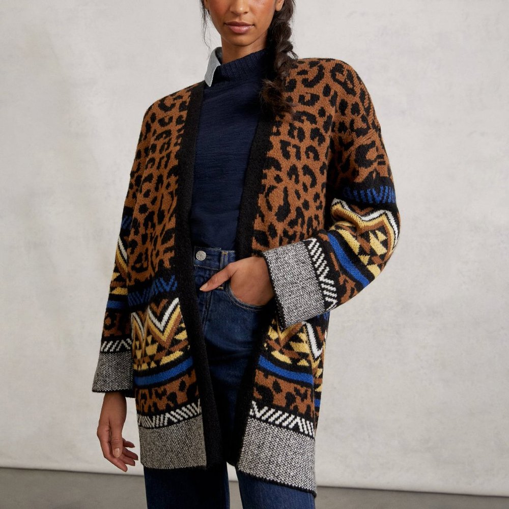 HTF Anthropologie Marseille Leopard Cardigan